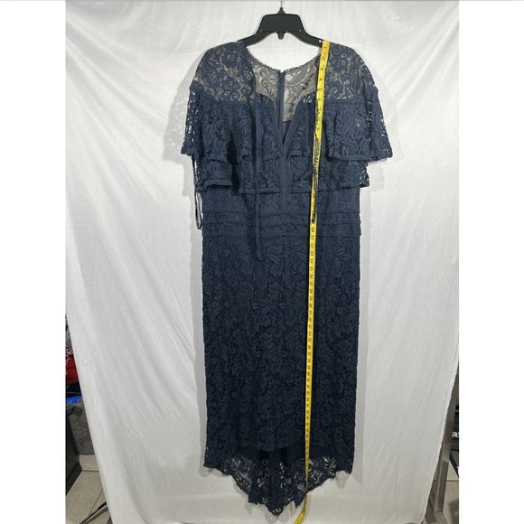 NEW $508 Tadashi Shoji [ PLUS SZ 20W ] Aileen High Low‎ Lace Gown in Blue - Picture 8 of 12